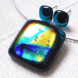 KÉSZLETKISÖPRÉS!  Napfényes tenger dichroic ékszerszett, ajándék névnapra, születésnapra. -  - Meska.hu