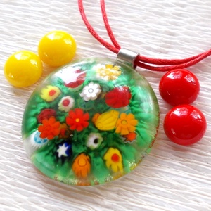 Virágos rét muránói ékszerszett , ajándék ballagásra, névnapra, születésnapra., Ékszer, Ékszerszett, Üvegművészet, Ékszerkészítés, MESKA