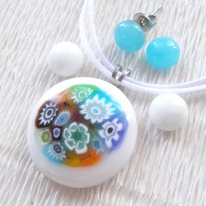 Mezei virágcsokor muránói ékszerszett , ajándék ballagásra, névnapra, születésnapra. -  - Meska.hu