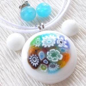 Mezei virágcsokor muránói ékszerszett , ajándék ballagásra, névnapra, születésnapra. -  - Meska.hu