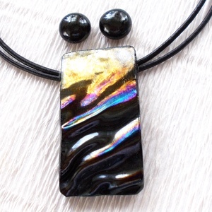 Bronzos szivárvány dichroic ékszer, ajándék névnapra, születésnapra. - ékszer - nyaklánc - medálos nyaklánc - Meska.hu