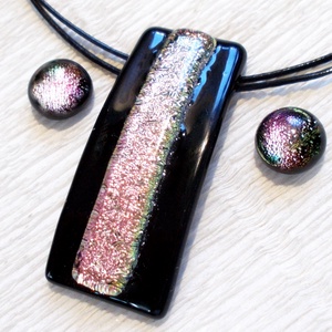 Lazacos rózsaszín dichroic  ékszerszett, ajándék farsangra, névnapra, születésnapra., Ékszer, Ékszerszett, Ékszerkészítés, Üvegművészet, MESKA