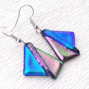 Dichroic duó trendi fülbevaló, ajándék névnapra, születésnapra. -  - Meska.hu