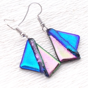 Dichroic duó trendi fülbevaló, ajándék névnapra, születésnapra. -  - Meska.hu