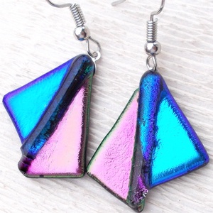 Dichroic duó trendi fülbevaló, ajándék névnapra, születésnapra. - Meska.hu