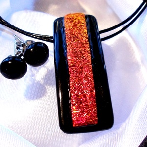 Vörös és fekete dichroic  ékszerszett, ajándék Valentin napra, névnapra, születésnapra. - ékszer - ékszerszett - Meska.hu