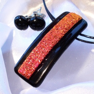 Vörös és fekete dichroic  ékszerszett, ajándék Valentin napra, névnapra, születésnapra. - ékszer - ékszerszett - Meska.hu