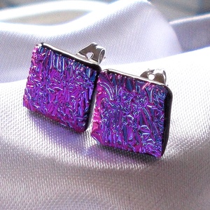 Bíborfény dichroic stiftes  fülbevaló, ajándék  névnapra, születésnapra. - ékszer - fülbevaló - Meska.hu