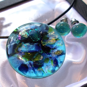 Tenger kincsei dichroic ékszerszett, ajándék mikulás csomagban. -  - Meska.hu