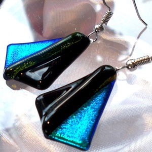 Dichroic duó trendi fülbevaló, ajándék névnapra, születésnapra. - ékszer - fülbevaló - lógó fülbevaló - Meska.hu