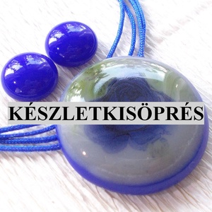 Kék rózsa medál és stiftes fülbevaló, ajándék anyák napjára. -  - Meska.hu