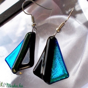 Dichroic duó trendi fülbevaló, ajándék névnapra, születésnapra. - ékszer - fülbevaló - lógó fülbevaló - Meska.hu