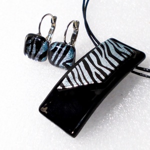 NEMESACÉL! Ezüst-fekete zebra mintával, saját  tervezésű hajlított ékszerszett. - Meska.hu