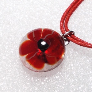 Pipacsos  kisméretű nyaklánc, nemesacél medáltarton.  - ékszer - nyaklánc - medálos nyaklánc - Meska.hu