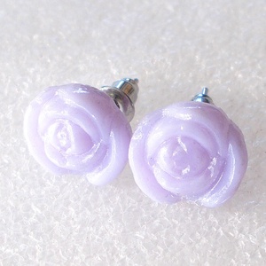 NEMESACÉL! Lila minirózsa üveg stiftes fülbevaló, ajándék  ballagásra, névnapra, születésnapra., Ékszer, Fülbevaló, Pötty fülbevaló, Ékszerkészítés, Üvegművészet, MESKA