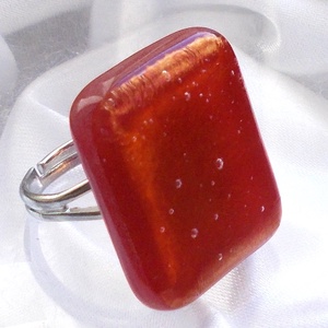 Bronzos piros csillogás üvegékszer gyűrű, ajándék karácsonyra., Ékszer, Gyűrű, Statement gyűrű, Ékszerkészítés, Üvegművészet, MESKA