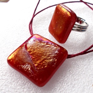 Bronzos piros csillogás üvegékszer gyűrű, ajándék karácsonyra. - ékszer - gyűrű - statement gyűrű - Meska.hu