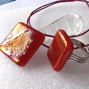 Bronzos piros csillogás üvegékszer gyűrű, ajándék karácsonyra. - ékszer - gyűrű - statement gyűrű - Meska.hu