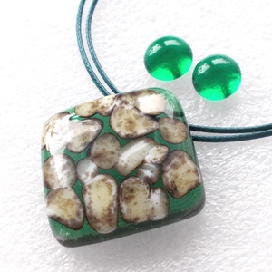 Kavicsmintás üvegékszer szett, ajándék névnapra, születésnapra., Ékszer, Ékszerszett, Ékszerkészítés, Üvegművészet, MESKA