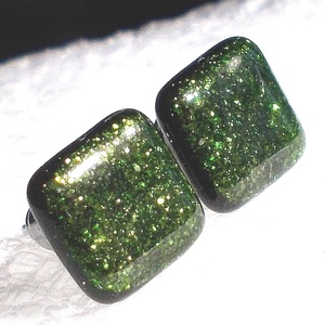 Zöld-arany  aventurin fülbevaló  , ajándék  ballagásra, névnapra, születésnapra., Ékszer, Fülbevaló, Pötty fülbevaló, Ékszerkészítés, Üvegművészet, MESKA