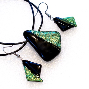 Akció! Dichroic duó ékszerszett,  szalagavató bálra, ballagásra, névnapra, születésnapra. - ékszer - ékszerszett - Meska.hu