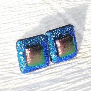 Univerzum dichroic  fülbevaló, ajándék névnapra, születésnapra. - ékszer - fülbevaló - pötty fülbevaló - Meska.hu