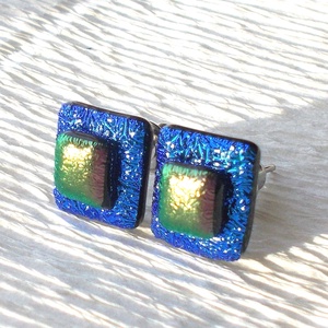 Univerzum dichroic  fülbevaló, ajándék névnapra, születésnapra. - ékszer - fülbevaló - pötty fülbevaló - Meska.hu