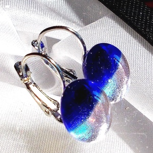 NEMESACÉL!  Havas kék kapcsos fülbevaló, ajándék nőknek névnapra, születésnapra.  - ékszer - fülbevaló - lógó fülbevaló - Meska.hu