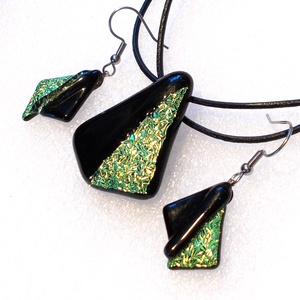 Akció! Dichroic duó ékszerszett,  szalagavató bálra, ballagásra, névnapra, születésnapra. - ékszer - ékszerszett - Meska.hu