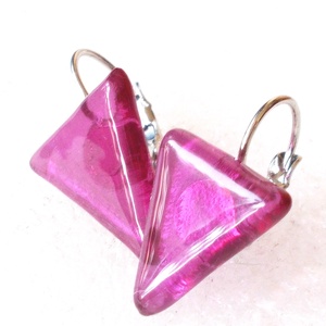 AKCIÓ! Pink fény, kapcsos fülbevaló  névnapra, születésnapra. - ékszer - fülbevaló - lógó fülbevaló - Meska.hu