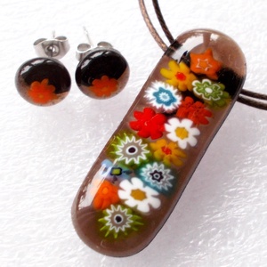 AKCIÓ! Virágok bronzban, nyaklánc és fülbevaló, ajándék  ballagásra, névnapra, születésnapra., Ékszer, Ékszerszett, Ékszerkészítés, Üvegművészet, MESKA