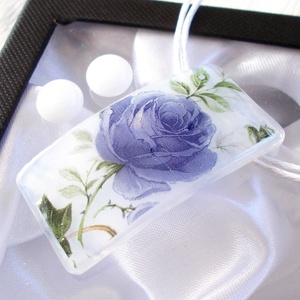 Kék rózsa üvegékszer, ajándék anyák napjára, névnapra, születésnapra. - Meska.hu