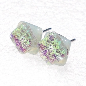 Orvosi fém! Ezüst zsorzsett  üveg fülbevaló  , ajándék  névnapra, születésnapra. - ékszer - fülbevaló - pötty fülbevaló - Meska.hu