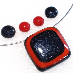 Piros_kék ékszerszett, ajándék névnapra, születésnapra., Ékszer, Ékszerszett, Ékszerkészítés, Üvegművészet, MESKA