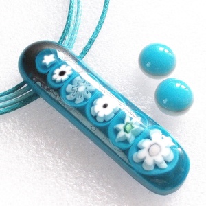 AKCIÓ! Türkiz virágos ékszerszett, nyaklánc és fülbevaló, ajándék  ballagásra, névnapra, születésnapra., Ékszer, Ékszerszett, Ékszerkészítés, Üvegművészet, MESKA