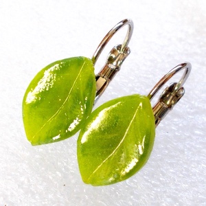  AKCIÓ! Mentalevél kapcsos üveg fülbevaló, ajándék névnapra, születésnapra. - ékszer - fülbevaló - lógós kerek fülbevaló - Meska.hu