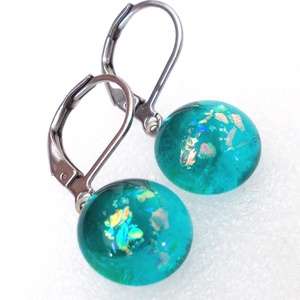 NEMESACÉL! Fényjáték türkizben, fülbevaló, ajándék nőknek névnapra, születésnapra. , Ékszer, Fülbevaló, Lógó fülbevaló, Ékszerkészítés, Üvegművészet, MESKA