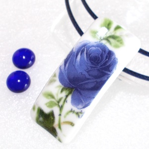 Kék rózsa üvegékszer, ajándék anyák napjára, névnapra, születésnapra., Ékszer, Ékszerszett, Ékszerkészítés, Üvegművészet, Meska