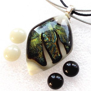 Rombusz dichroic mintával ékszerszett, névnapra, születésnapra., Ékszer, Ékszerszett, Ékszerkészítés, Üvegművészet, Meska