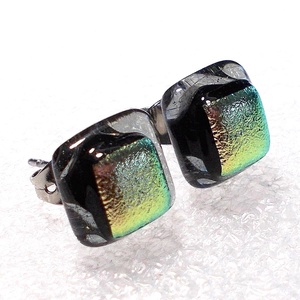 Univerzum dichroic  fülbevaló, ajándék névnapra, születésnapra. - ékszer - fülbevaló - pötty fülbevaló - Meska.hu