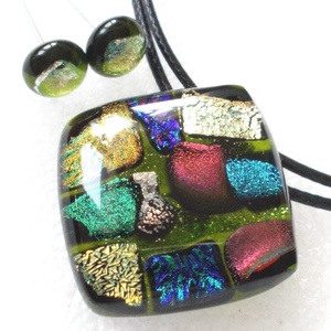 Szivárványos dzsungel, dichroic ékszerszett, ajándék pedagógus napra, születésnapra, névnapra.  - ékszer - ékszerszett - Meska.hu