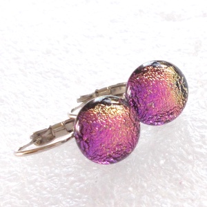 NEMESACÉL! Arany magnólia dichroic  fülbevaló, ajándék névnapra, születésnapra., Ékszer, Fülbevaló, Lógó fülbevaló, Ékszerkészítés, Üvegművészet, MESKA