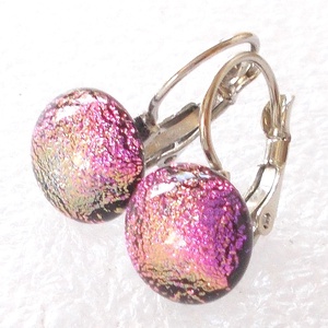 NEMESACÉL! Arany magnólia dichroic  fülbevaló, ajándék névnapra, születésnapra. - ékszer - fülbevaló - lógó fülbevaló - Meska.hu