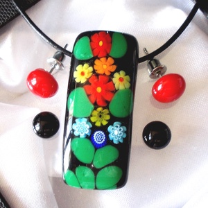 Virágos ékszerszett, nyaklánc és fülbevaló, ajándék  ballagásra, névnapra, születésnapra. - ékszer - ékszerszett - Meska.hu