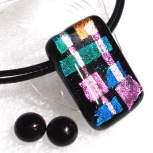 AKCIÓ! Kockás dichroic ékszerszett, ajándék  születésnapra, névnapra. , Ékszer, Ékszerszett, Ékszerkészítés, Üvegművészet, Meska