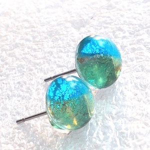 NEMESACÉL! Égi tünemény stiftes üveg fülbevaló  , ajándék  névnapra, születésnapra. - ékszer - fülbevaló - pötty fülbevaló - Meska.hu