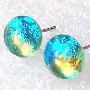 NEMESACÉL! Égi tünemény stiftes üveg fülbevaló  , ajándék  névnapra, születésnapra. - Meska.hu