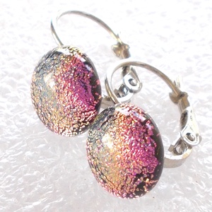 NEMESACÉL! Arany magnólia dichroic  fülbevaló, ajándék névnapra, születésnapra. - ékszer - fülbevaló - lógó fülbevaló - Meska.hu