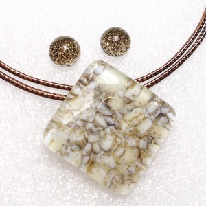 Natúr kavics mintás üvegékszer, ajándék névnapra, születésnapra. - ékszer - ékszerszett - Meska.hu