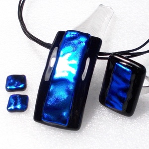 NEMESACÉL! Dichroic kék fények ékszerszett ajándék karácsonyra., Ékszer, Ékszerszett, Ékszerkészítés, Üvegművészet, Meska